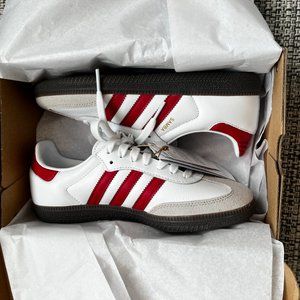 NWT Adidas Samba OG sneaker, white/scarlet red, size US 6